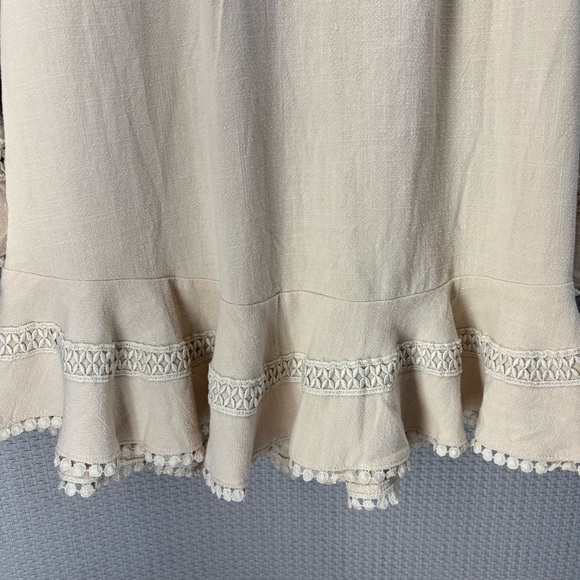 Selfie Leslie Flare Cuff Beige Mini Dress Women Med- 100% Linen Hello Molly - Picture 4 of 11
